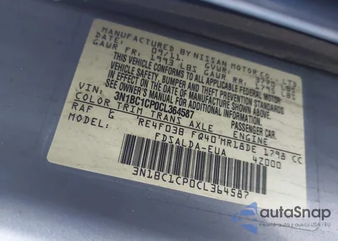 2012 Nissan Versa 1.8 S from USA, damaged, VIN 3N1BC1CP0CL364587